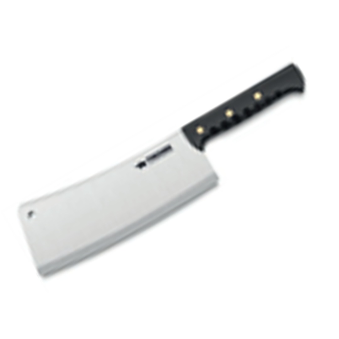 Long Stainless Steel Cleaver 32 cm Black Riveted Handle