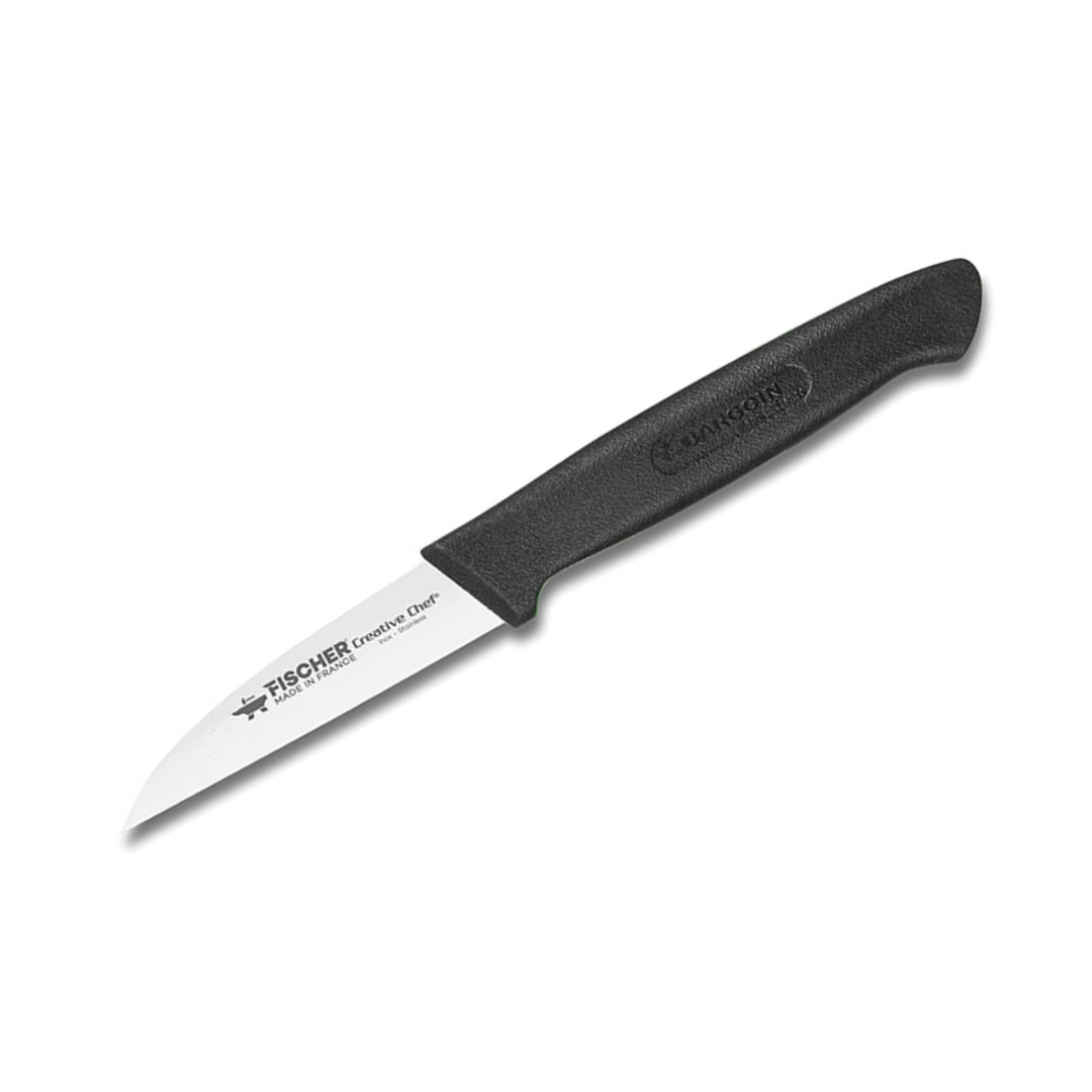 Pointed Paring Knife Black Handle 8cm — Fischer France