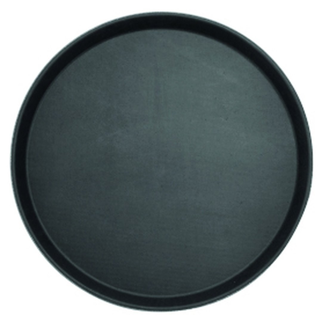 Non-Slip Round Serving Tray Black 410mm PP