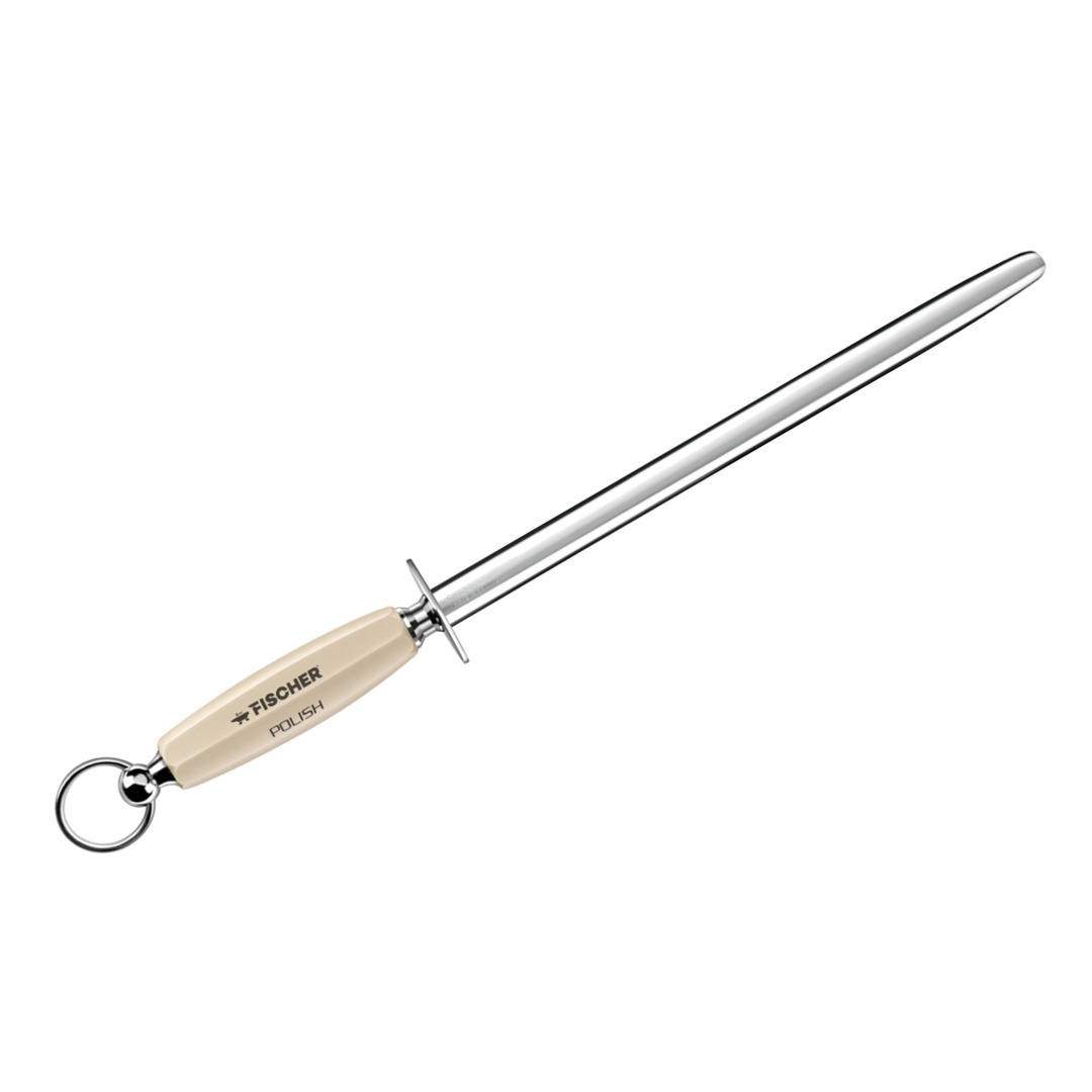 Oval Smooth Sharpening Steel 30cm, Beige Soft Handle