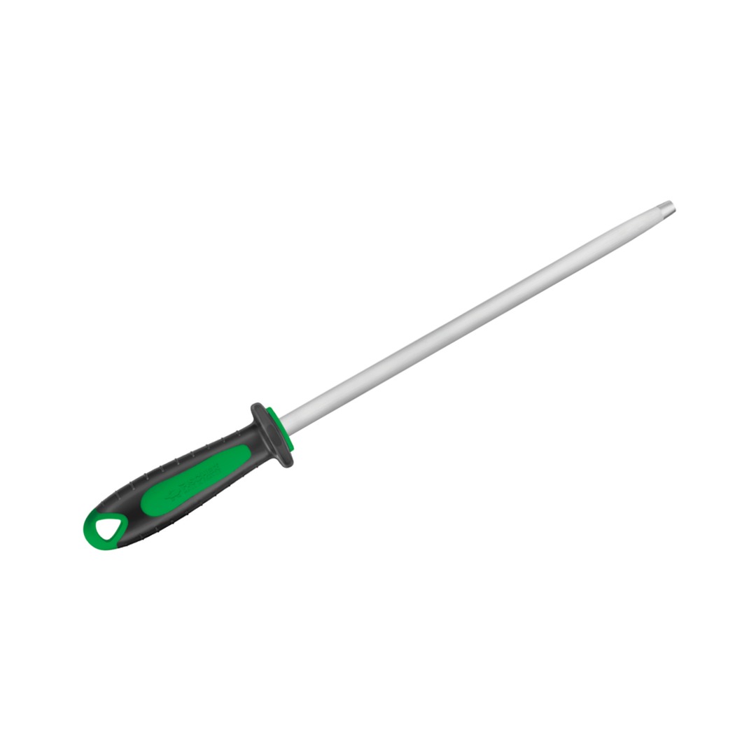 Round Sharpening Steel 30cm Green Bi-Material Handle