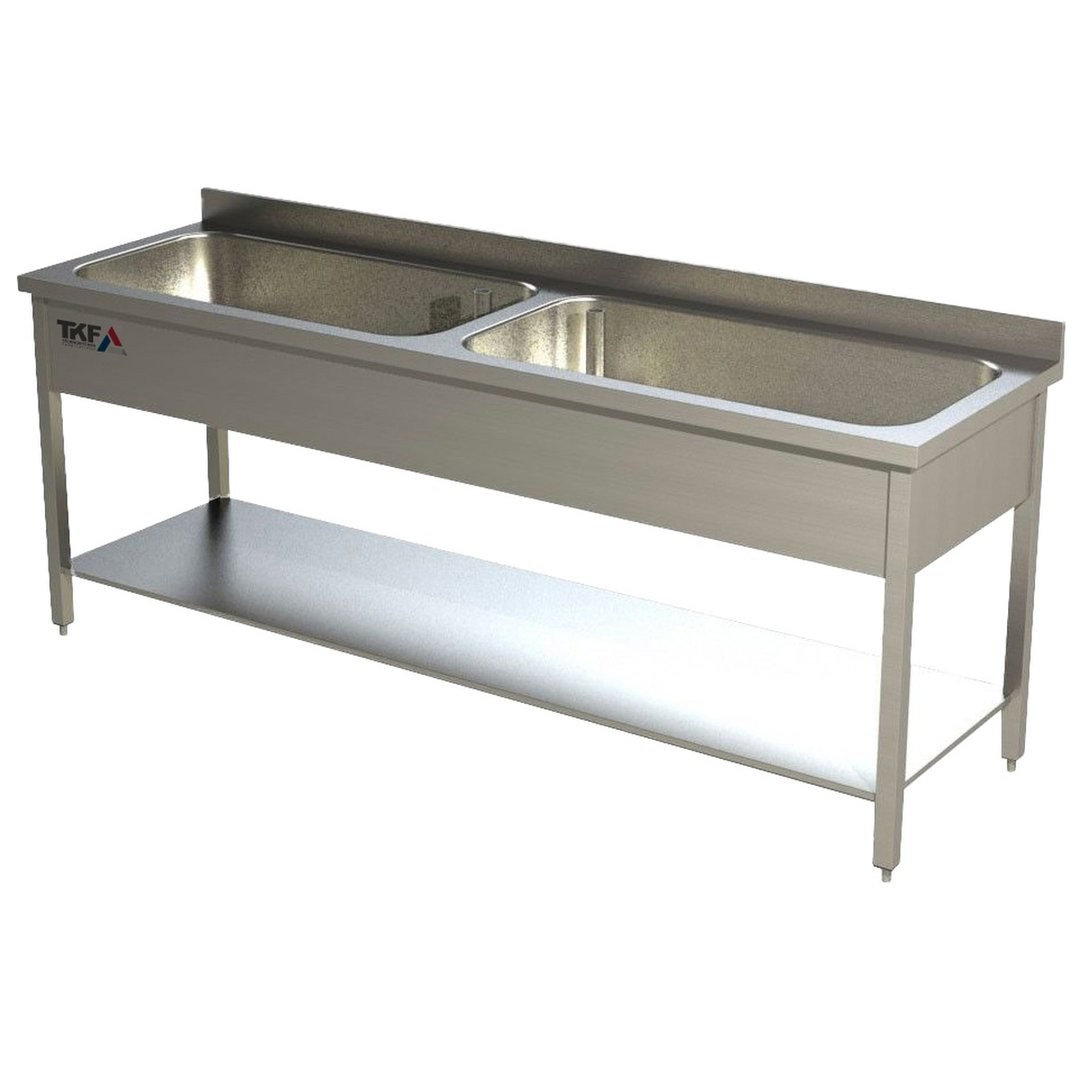 Double Bowl Sink Unit 200x70cm, Potwash & Veg Wash — IPEC